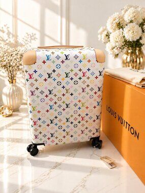 Authentic Louis Vuitton White Multicolor Spinner Carry-On Horizon 55 Murakami
